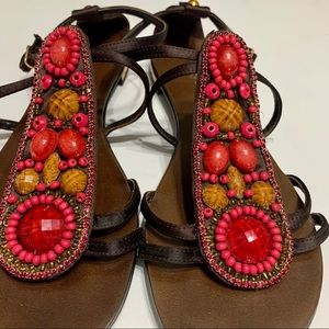 Luxury  Neiman Marcus rebel jeweled sandals- EUC